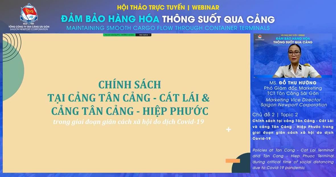 Bà Đỗ Thu Hường - Phó Giám đốc Marketing TCSG trình bày